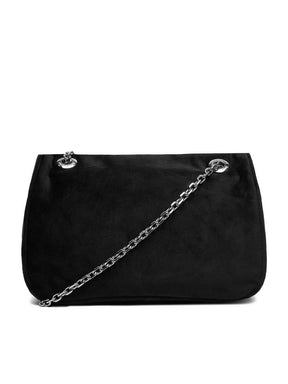 JUICY COUTURE Borsa Kimberly a Spalla Velluto Logo Con Brillantini Nera