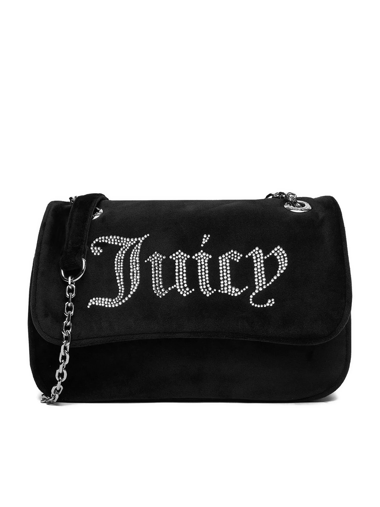JUICY COUTURE Borsa Kimberly a Spalla Velluto Logo Con Brillantini Nera