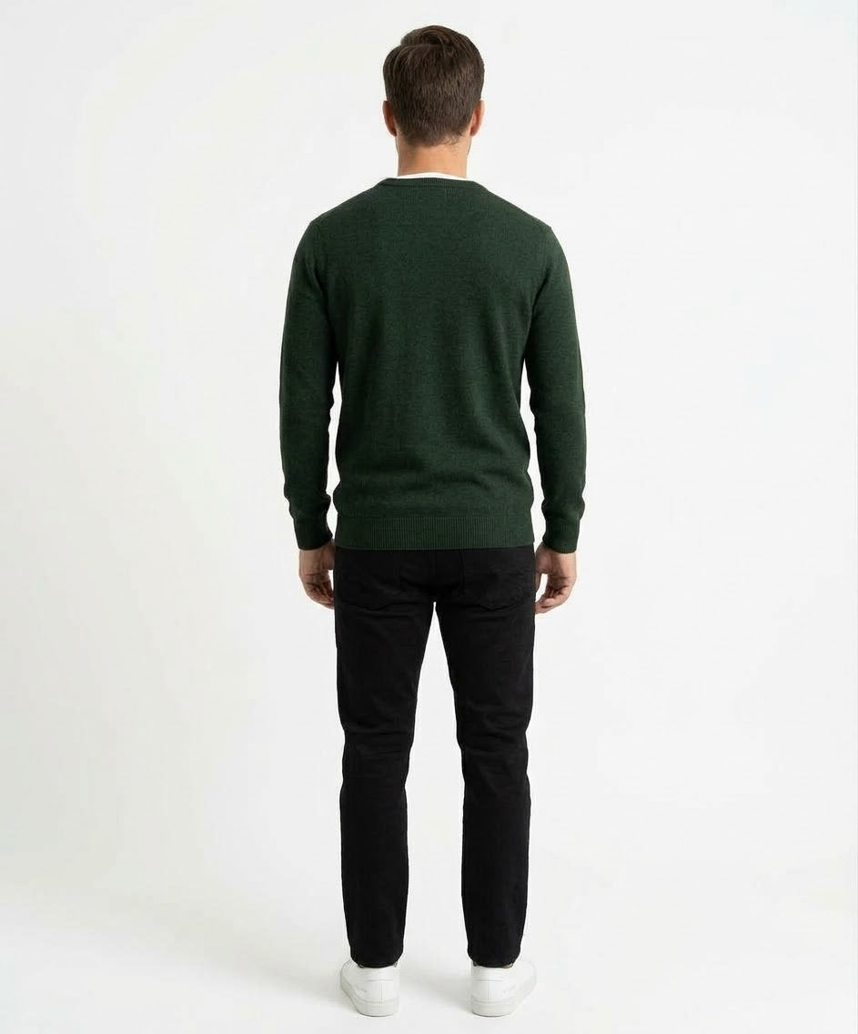 KEYJEY Maglioncino Girocollo Verde Scuro