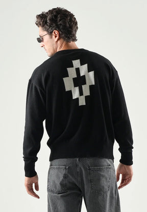 COUNTY OF MILAN Maglione Marcelo Burlon Nero Logo Frontale E Logo Retro