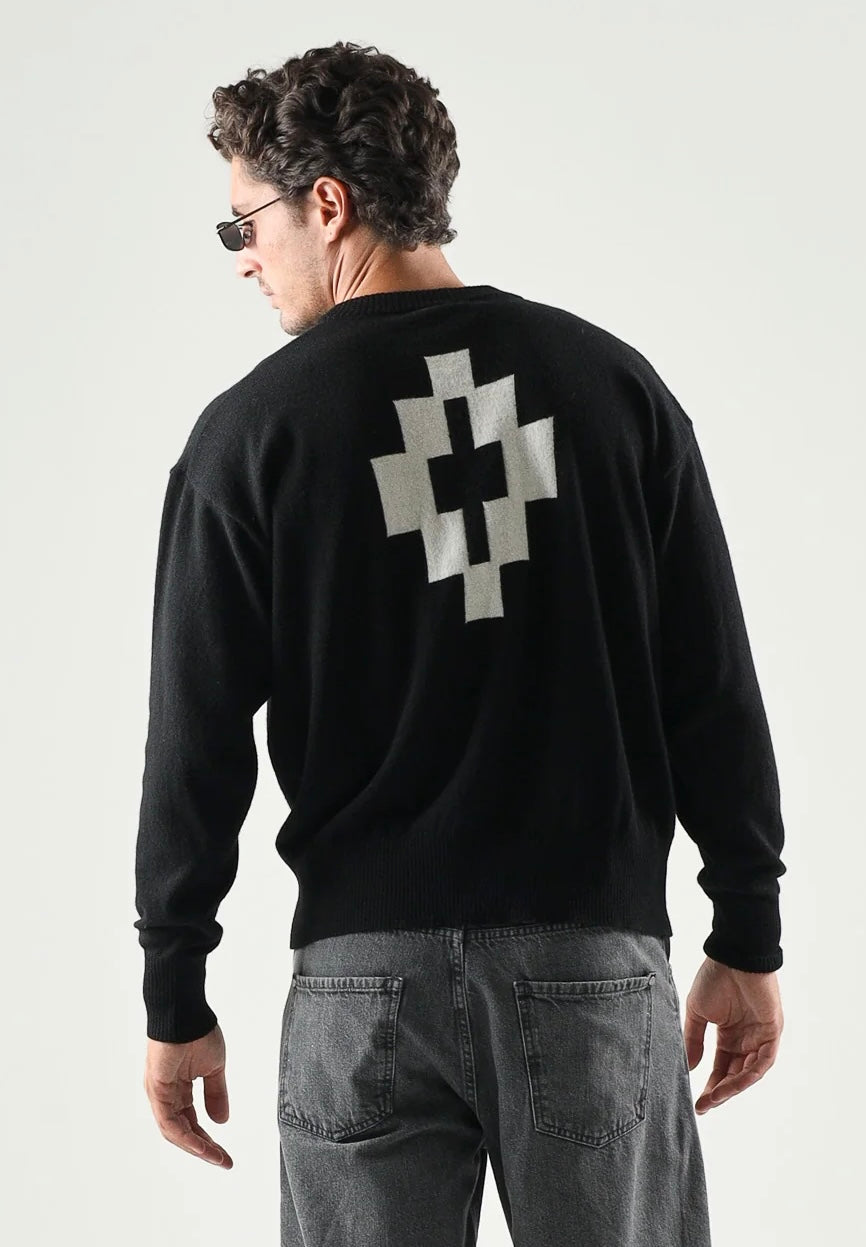 COUNTY OF MILAN Maglione Marcelo Burlon Nero Logo Frontale E Logo Retro