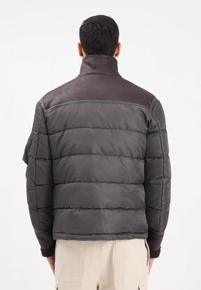 BLAUER Giubbotto Uomo Ovattato Invernale Metà Pelle Montone Metà Fasciato Nero