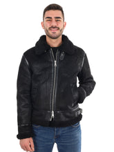 GIANNI LUPO Giacca In Ecopelle Con Pelliccia Sul Collo Nera