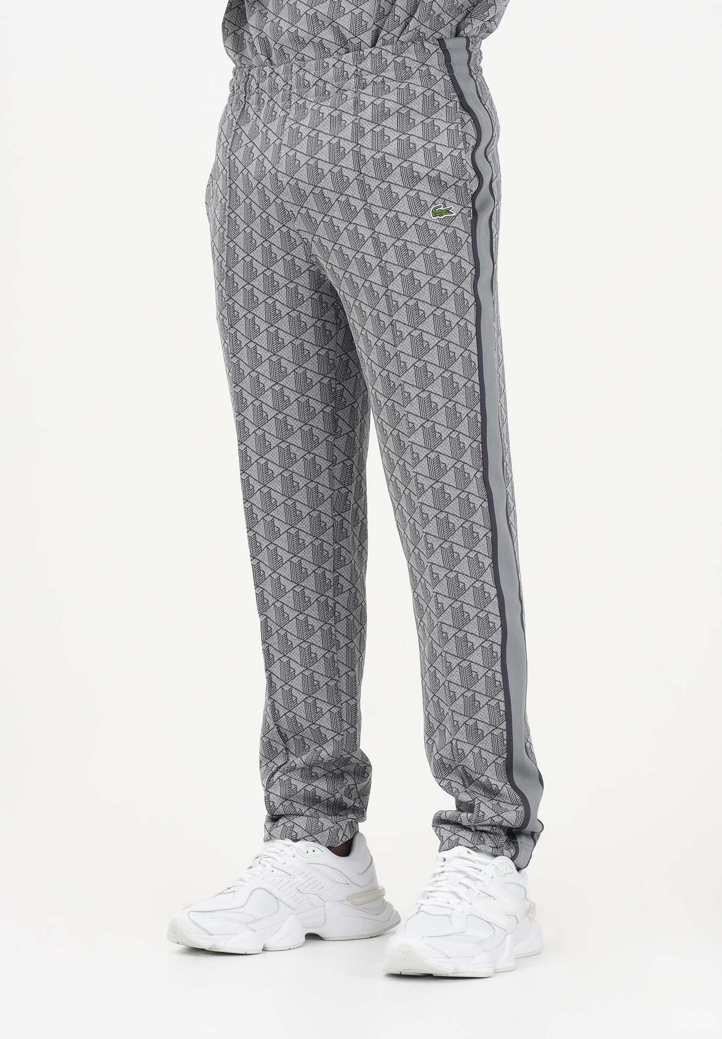 LACOSTE Monogram Felpa Con Zip Grigia e Nera