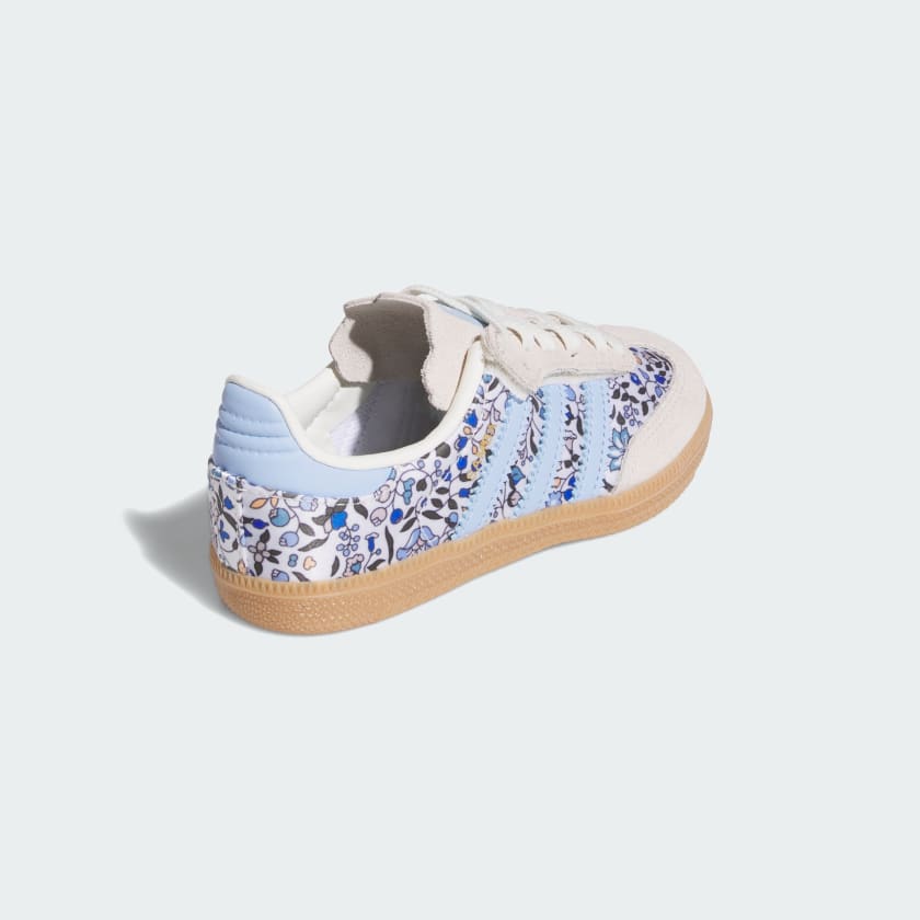 Adidas Samba “Liberty London” Bambina Con Laccio Elastico Floreale Beige Strisce Celesti