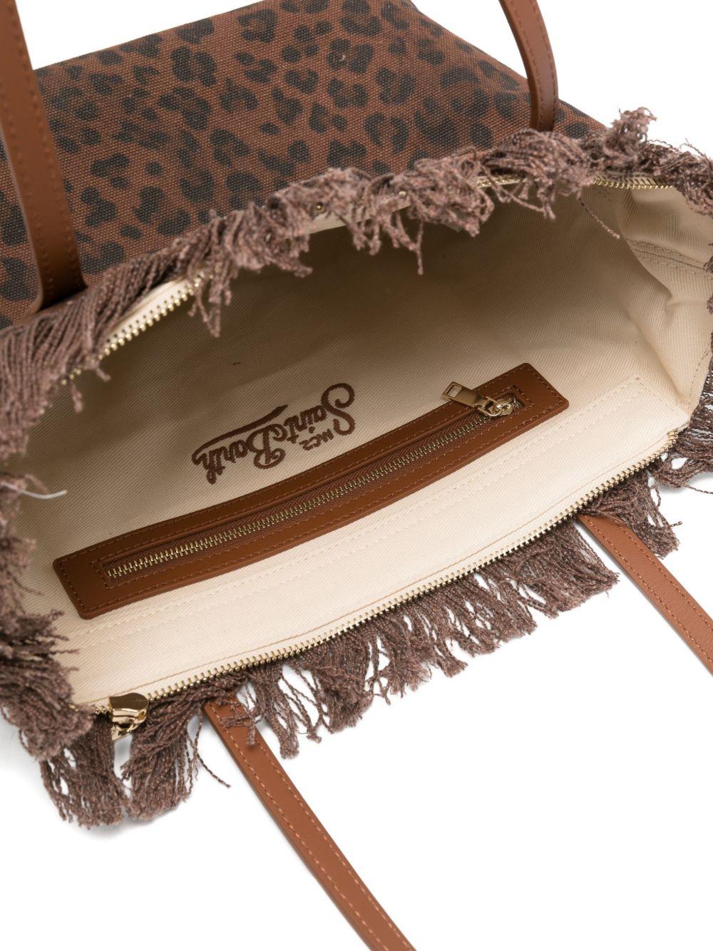SAINT BARTH BORSA CITY BAG MID IN CANVAS LEOPARDATA CON FRANGE