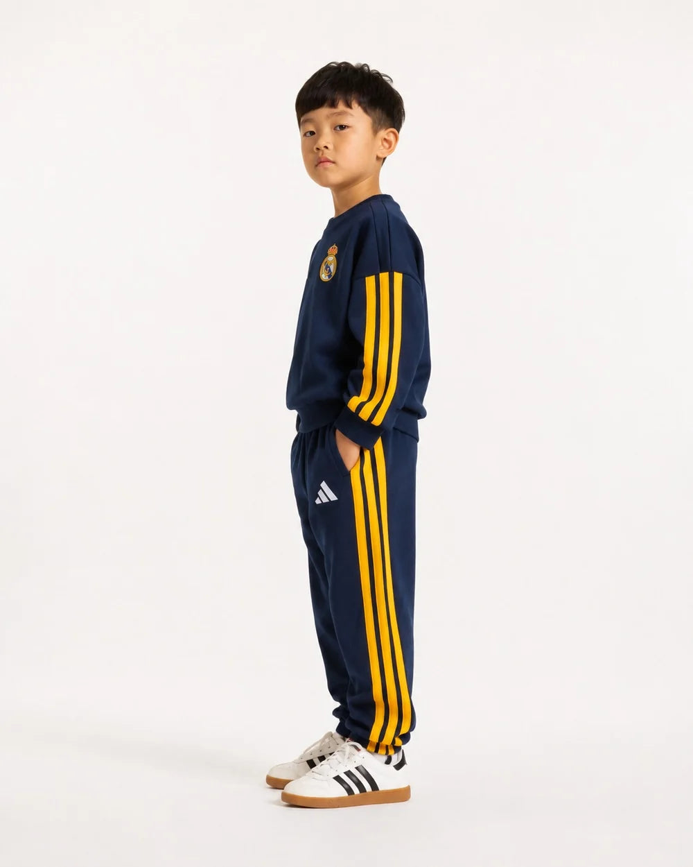 ADIDAS Tuta Felpata Bambino/Bambina Real Madrid Blu/Gialla