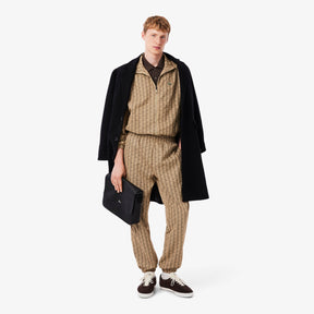 LACOSTE Tuta Monogram In Microfibra Con Zip Beige