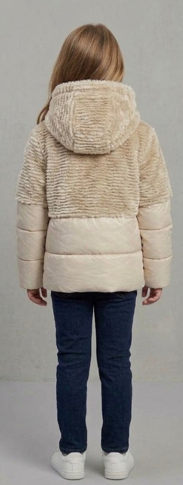 BLAUER Piumino Fanevil Junior Con Pelliccia e Logo Rimovibile Bambina Beige