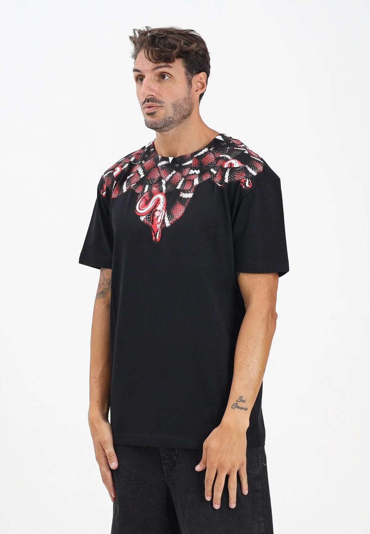 MARCELO BURLON COUNTY OF MILAN T-Shirt Con Stampa Serpente Nera/Rossa