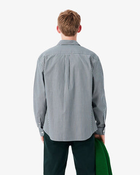 LACOSTE Camicia Regular Fit A Righe Verde/Bianco