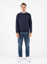 LACOSTE Pullover Girocollo Basic In Misto Lana Blu