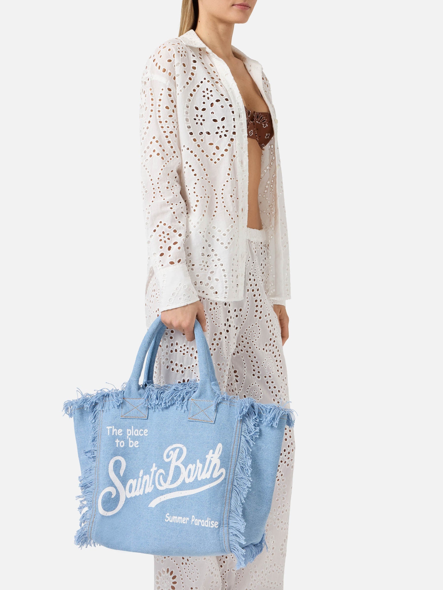 SAINT BARTH BORSA VANITY REGULAR IN DENIM LAVAGGIO CHIARO
