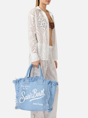 SAINT BARTH BORSA VANITY REGULAR IN DENIM LAVAGGIO CHIARO