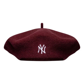 NEW ERA Cappello Basco In Lana Rosso Logo NY Bianco
