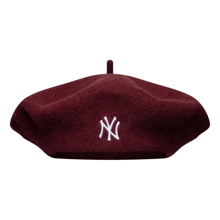 NEW ERA Cappello Basco In Lana Rosso Logo NY Bianco