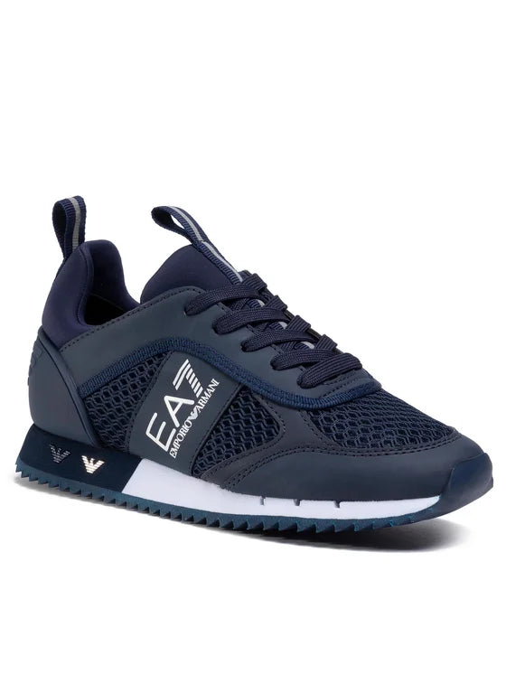 Armani Sneaker Uomo Nera Pelle e Tela Blu