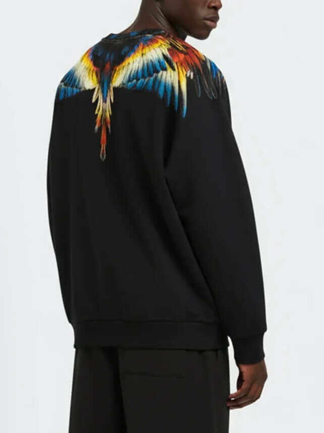 COUNTY OF MILAN Felpa Con Stampa Con Ali Blu/Bianca/Rossa Girocollo Nera