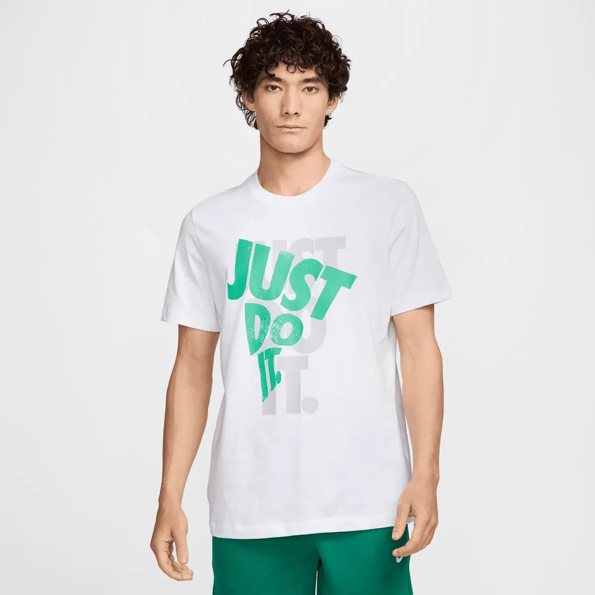 NIKE T-Shirt Just Do It Verde/Grigio Bianca