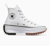 CONVERSE Scarpe Collo Alto In Canvas Con Suola Platform Sagomata Bianca