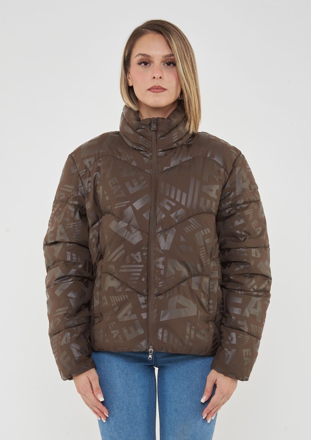 EMPORIO ARMANI DONNA GIUBBOTTO LOGATO MARRONE