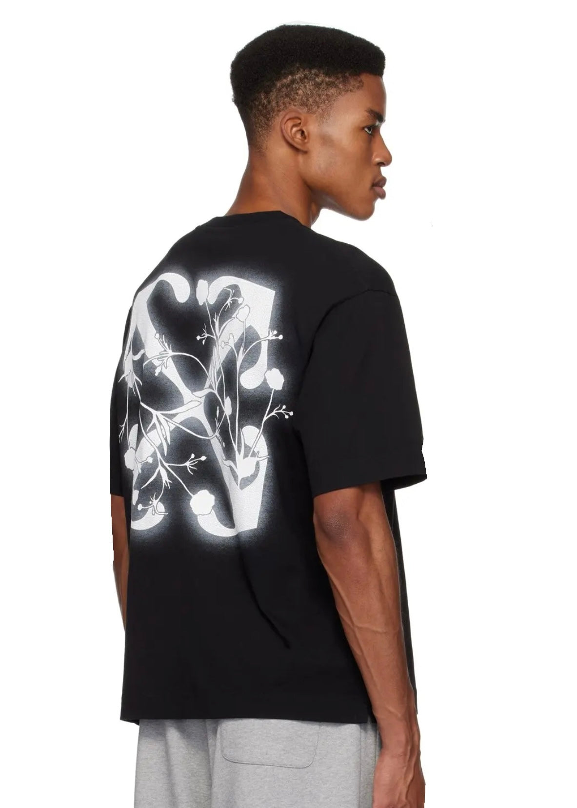 OFF-WHITE T-shirt Logo Avanti Stampa Retro Nera e Bianca