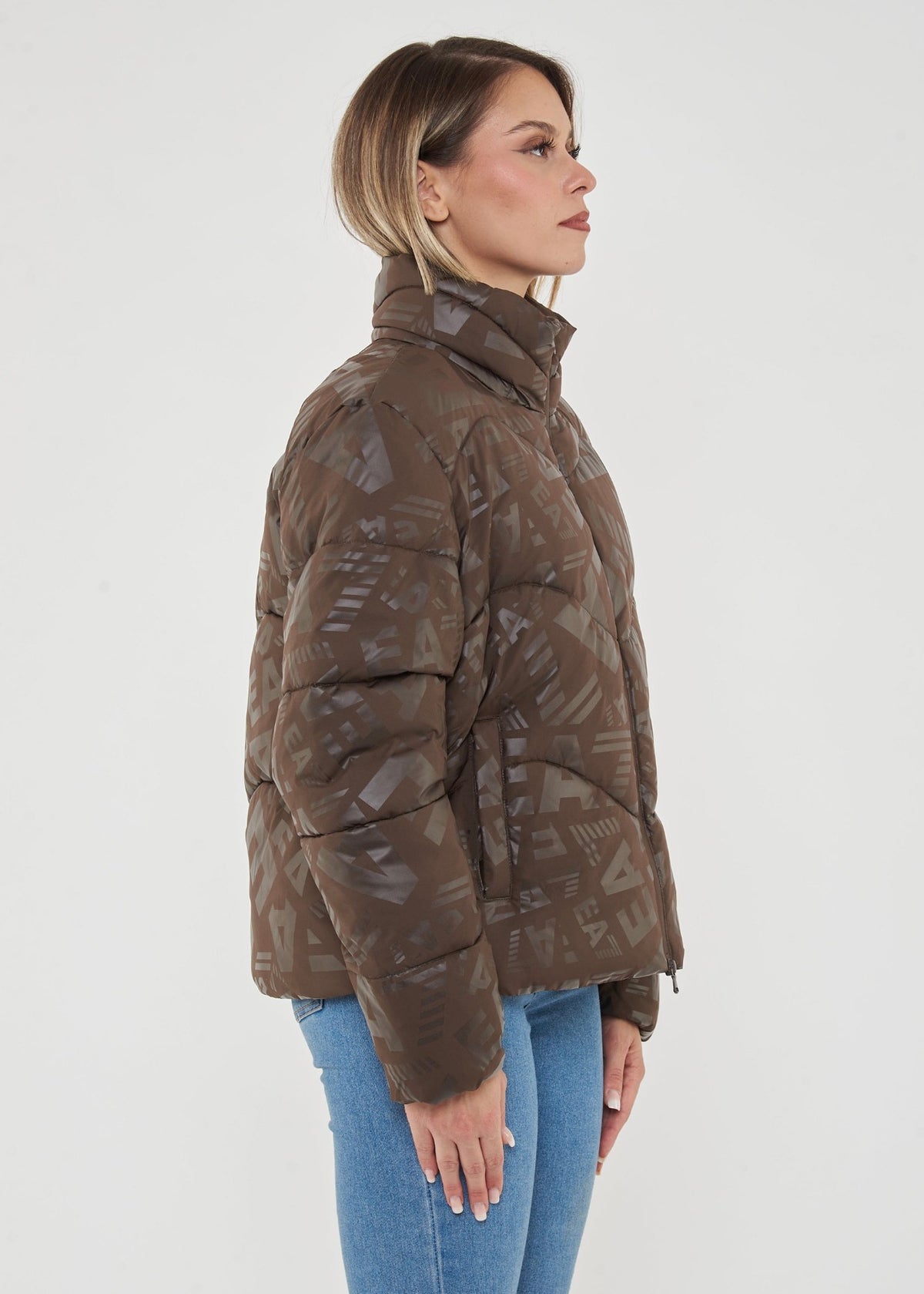 EMPORIO ARMANI DONNA GIUBBOTTO LOGATO MARRONE