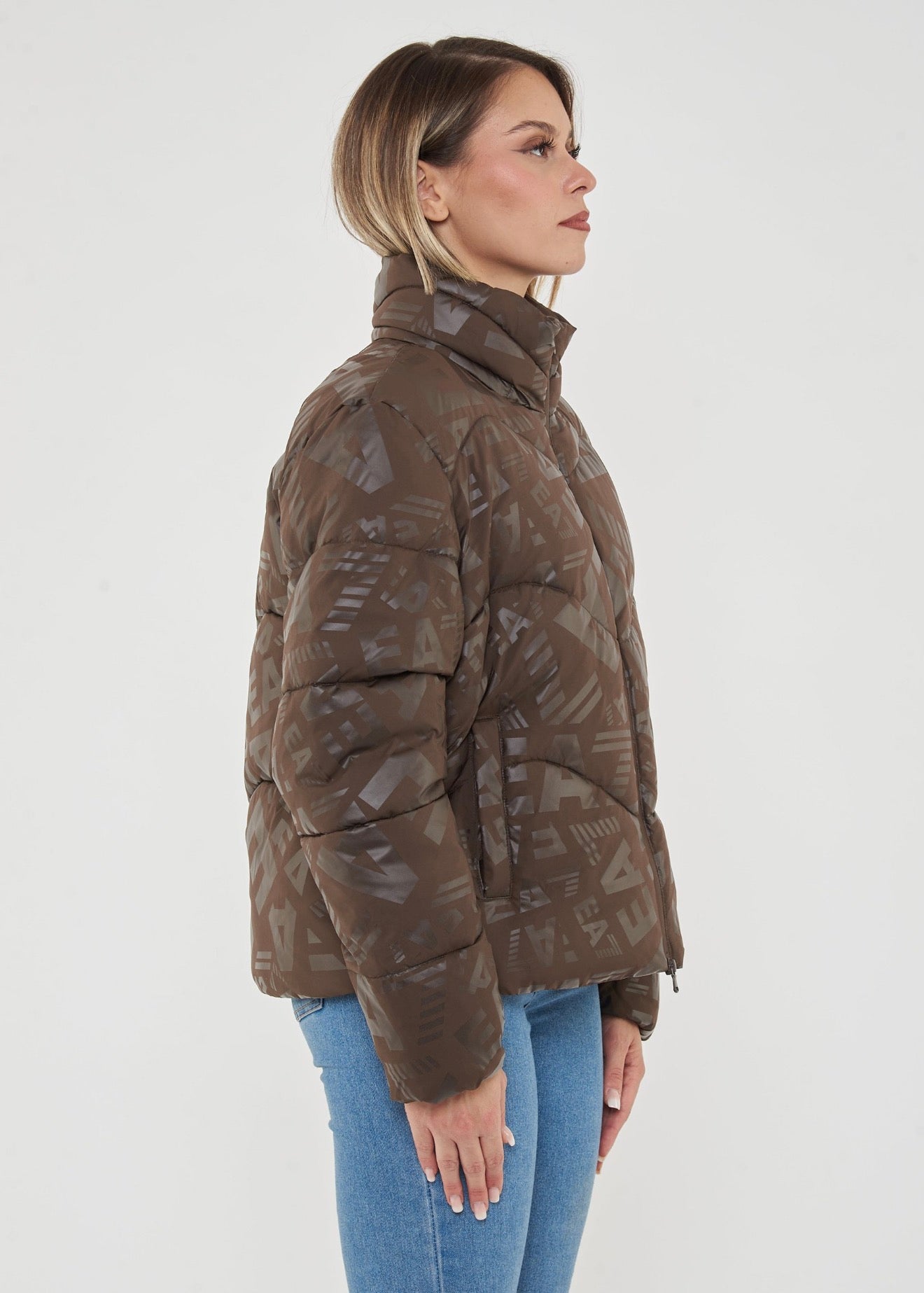 EMPORIO ARMANI DONNA GIUBBOTTO LOGATO MARRONE