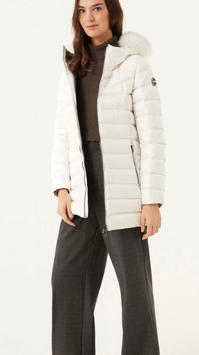 COLMAR DONNA GIUBBOTTO FASCIATO LUNGO CON PELLICCIA PANNA