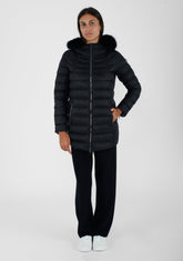 COLMAR DONNA GIUBBOTTO FASCIATO LUNGO CON PELLICCIA NERO