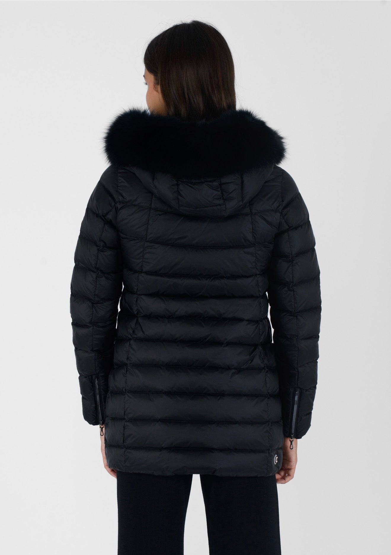 COLMAR DONNA GIUBBOTTO FASCIATO LUNGO CON PELLICCIA NERO