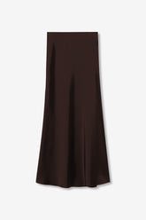 Tiffosi Kansas_4 Gonna in Raso Marrone Donna AW26