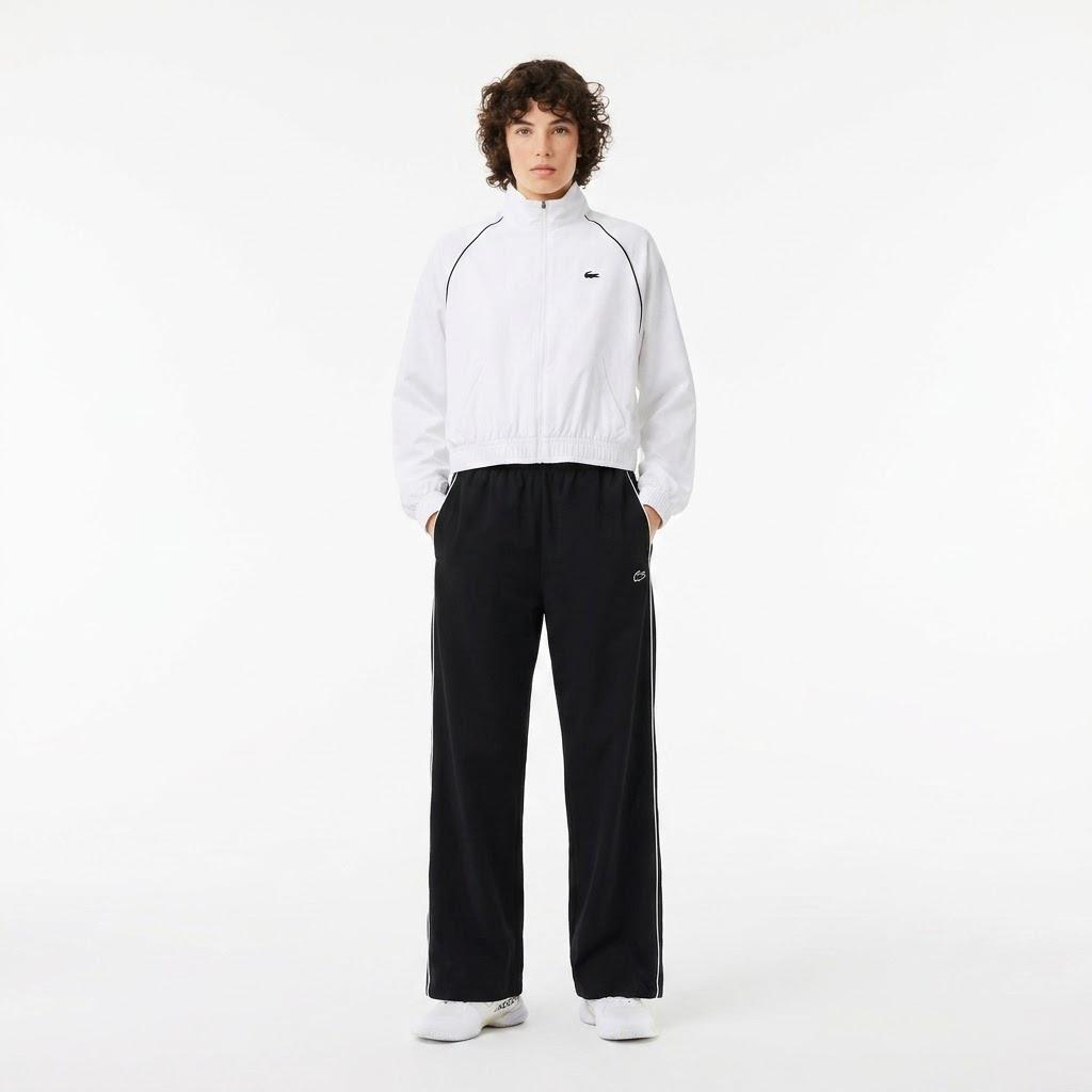 LACOSTE Tuta Idrorepellente con Bordi a Contrasto Donna Bianco/Nero