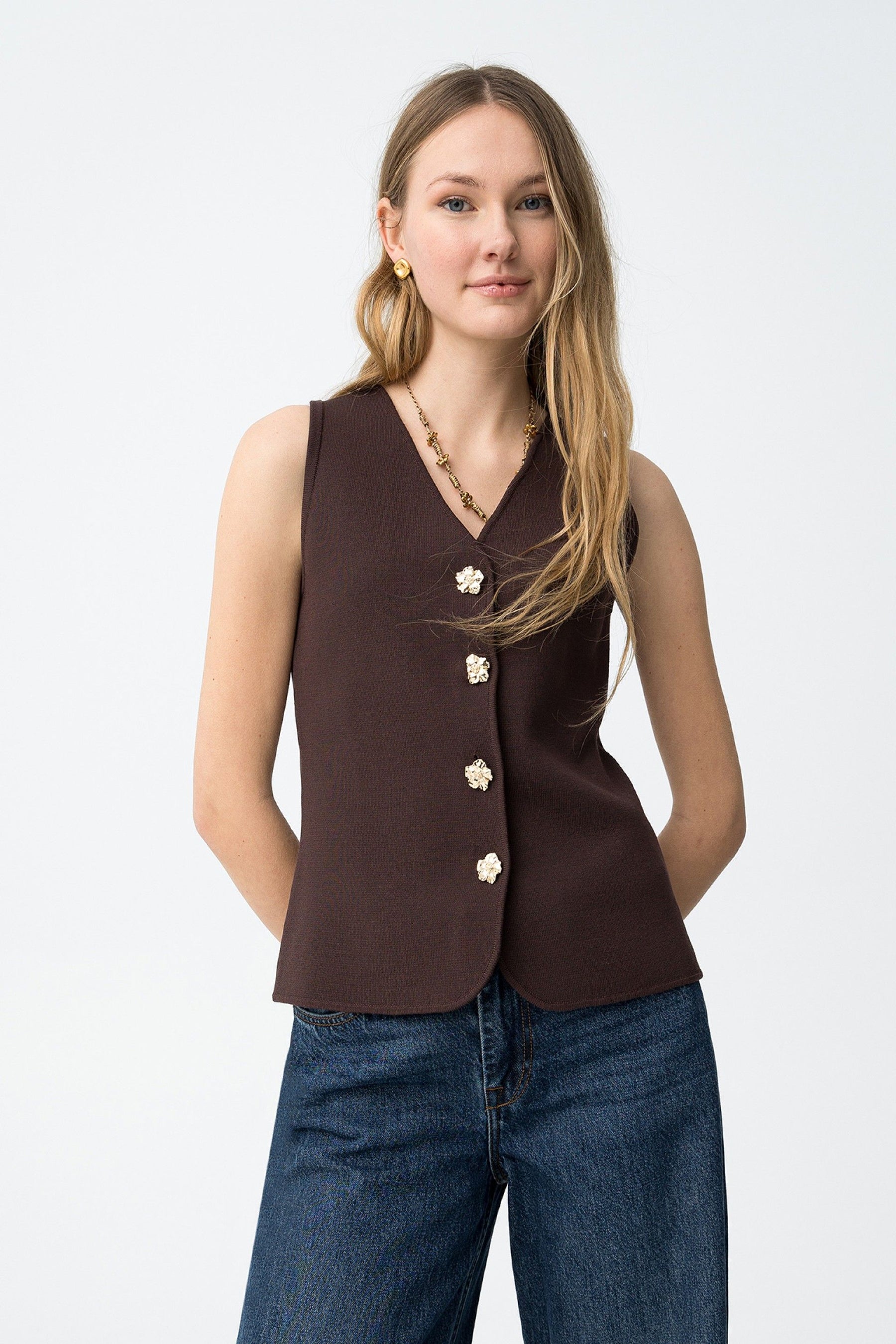 TIFFOSI FLEUR GILET MARRONE DONNA SS26