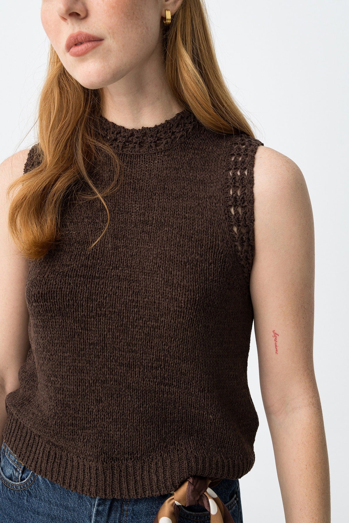 TIFFOSI BAELLA_1 CANOTTA IN FILO MARRONE DONNA SS26