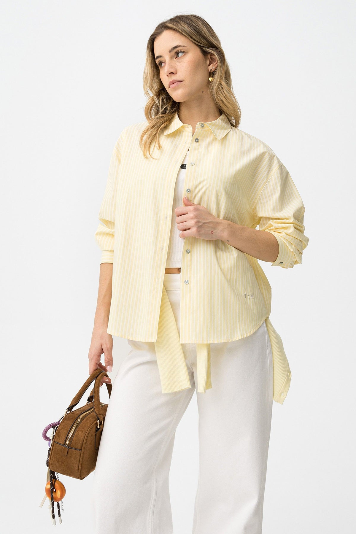TIFFOSI BUTTER CAMICIA GIALLA A RIGHE  DONNA SS26