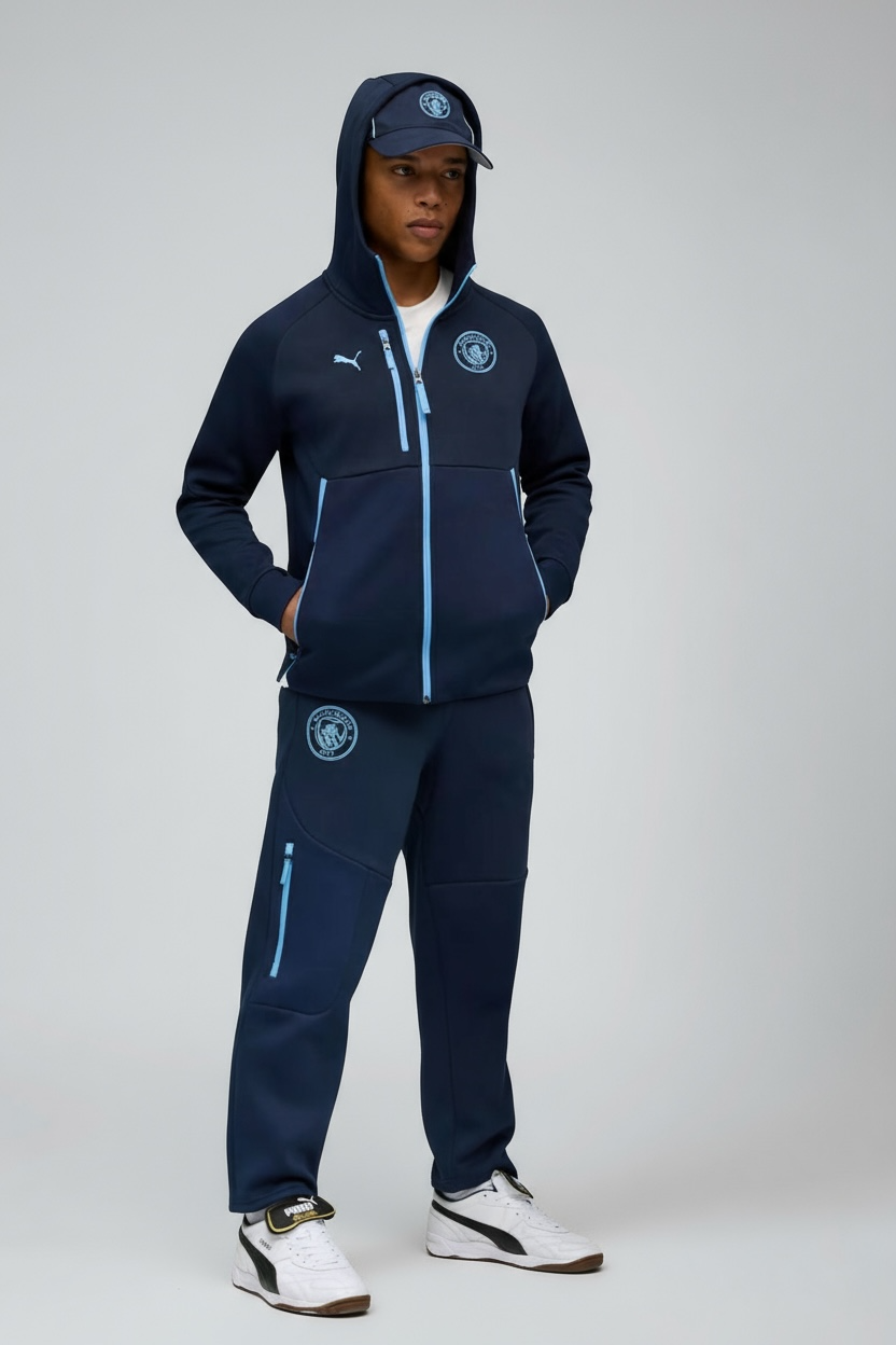 PUMA Manchester City Tuta Tech Con Zip Blu/Azzurra