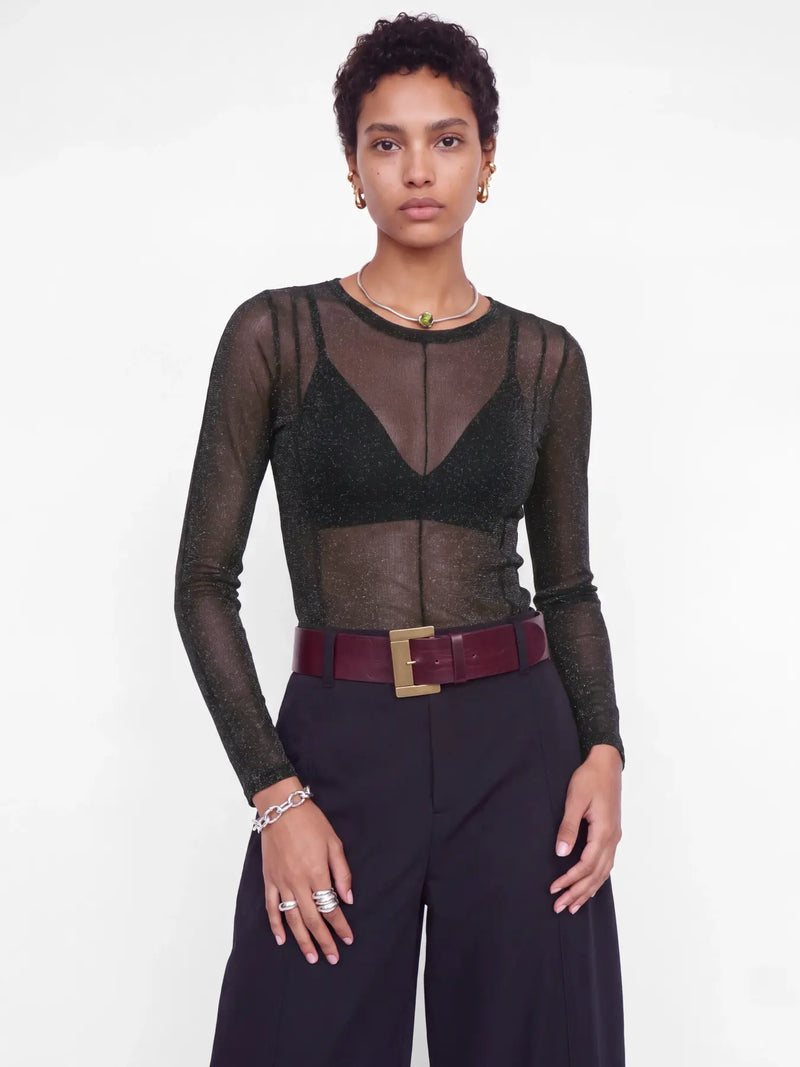 JJXX JXMINNA Maglia Laminata Trasparente Nera AW26
