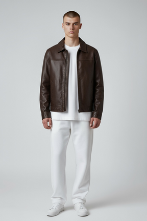 TIFFOSI Giubbotto in Ecopelle Uomo Con Collo mod. Polo Marrone