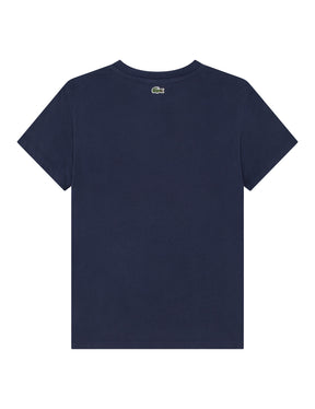 LACOSTE T-Shirt in Cotone con Stampa 3D Bambino/Bambina Blu