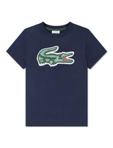 LACOSTE T-Shirt in Cotone con Stampa 3D Bambino/Bambina Blu