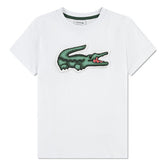 LACOSTE T-Shirt  Bambino/Bambina Con Logo Ricamato Centrale Bianca