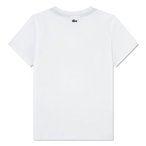 LACOSTE T-Shirt  Bambino/Bambina Con Logo Ricamato Centrale Bianca