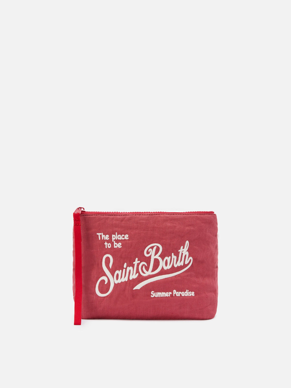 SAINT BARTH Pochette Aline In Lino Rossa