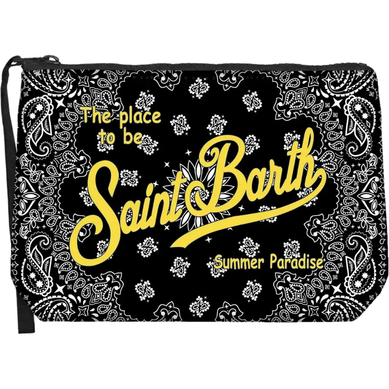 SAINT BARTH POCHETTE ALINE IN SCUBA BANDANA NERA/GIALLA