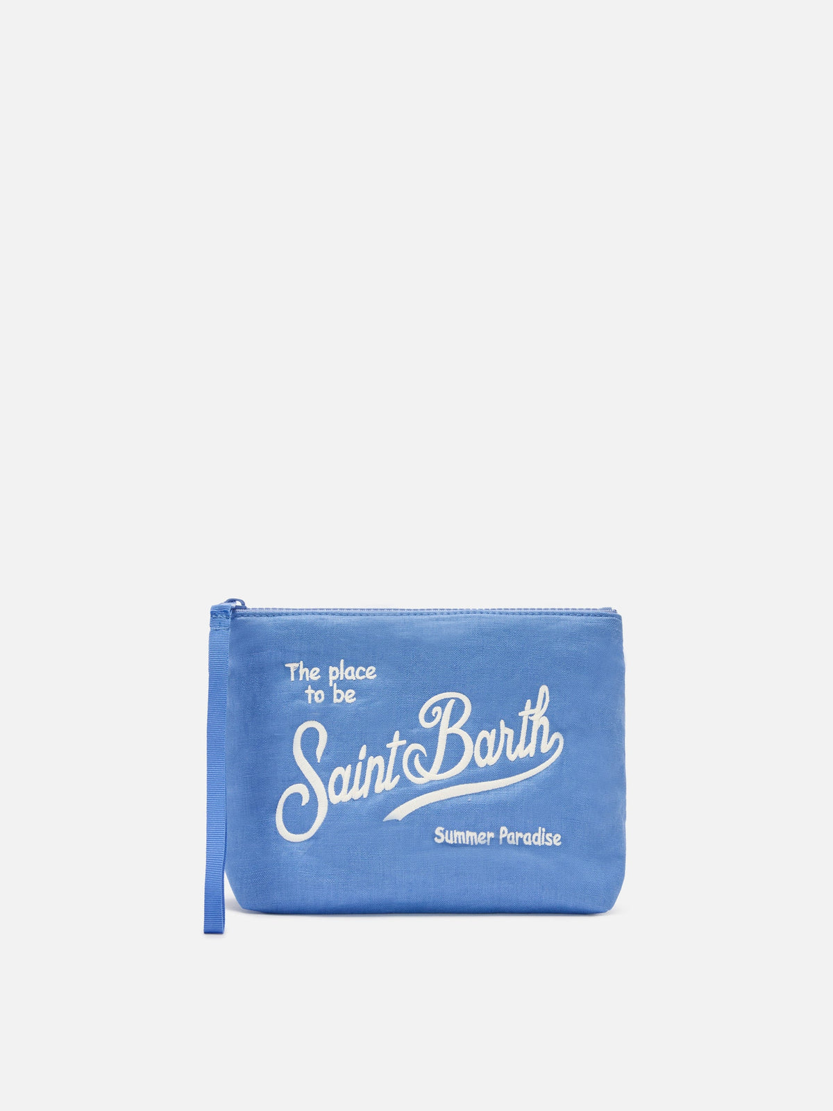 SAINT BARTH Pochette Aline In Lino Cobalto