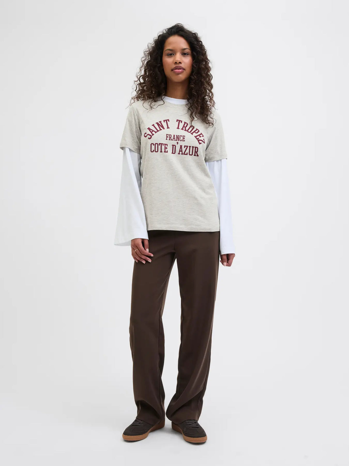 JJXX DONNA T-SHIRT JXMERLE GRIGIO/BORDEAUX