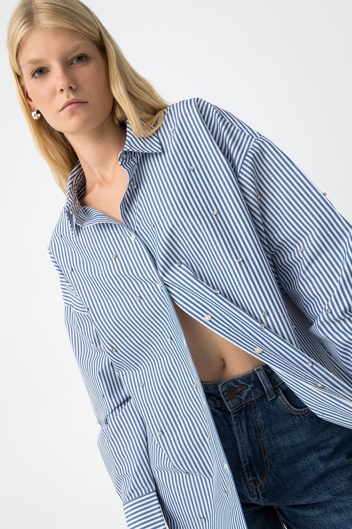 TIFFOSI DONNA CAMICIA ABIGAIL BLU/BIANCO