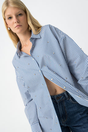 TIFFOSI DONNA CAMICIA ABIGAIL BLU/BIANCO