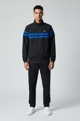 LACOSTE Tuta Leggera In Microfibra Con Bande Centrali e Logo Fluo Sul Retro Nero/Blu